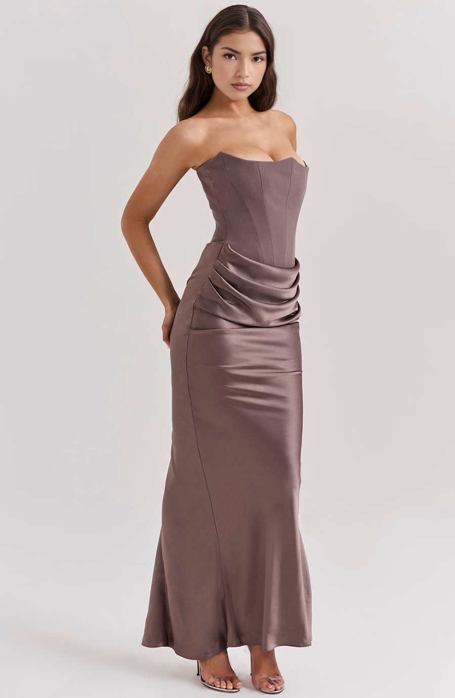 Juliet | Elegant Strapless Satin Maxi Dress