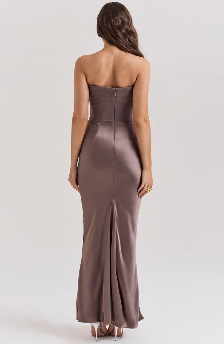 Juliet | Elegant Strapless Satin Maxi Dress