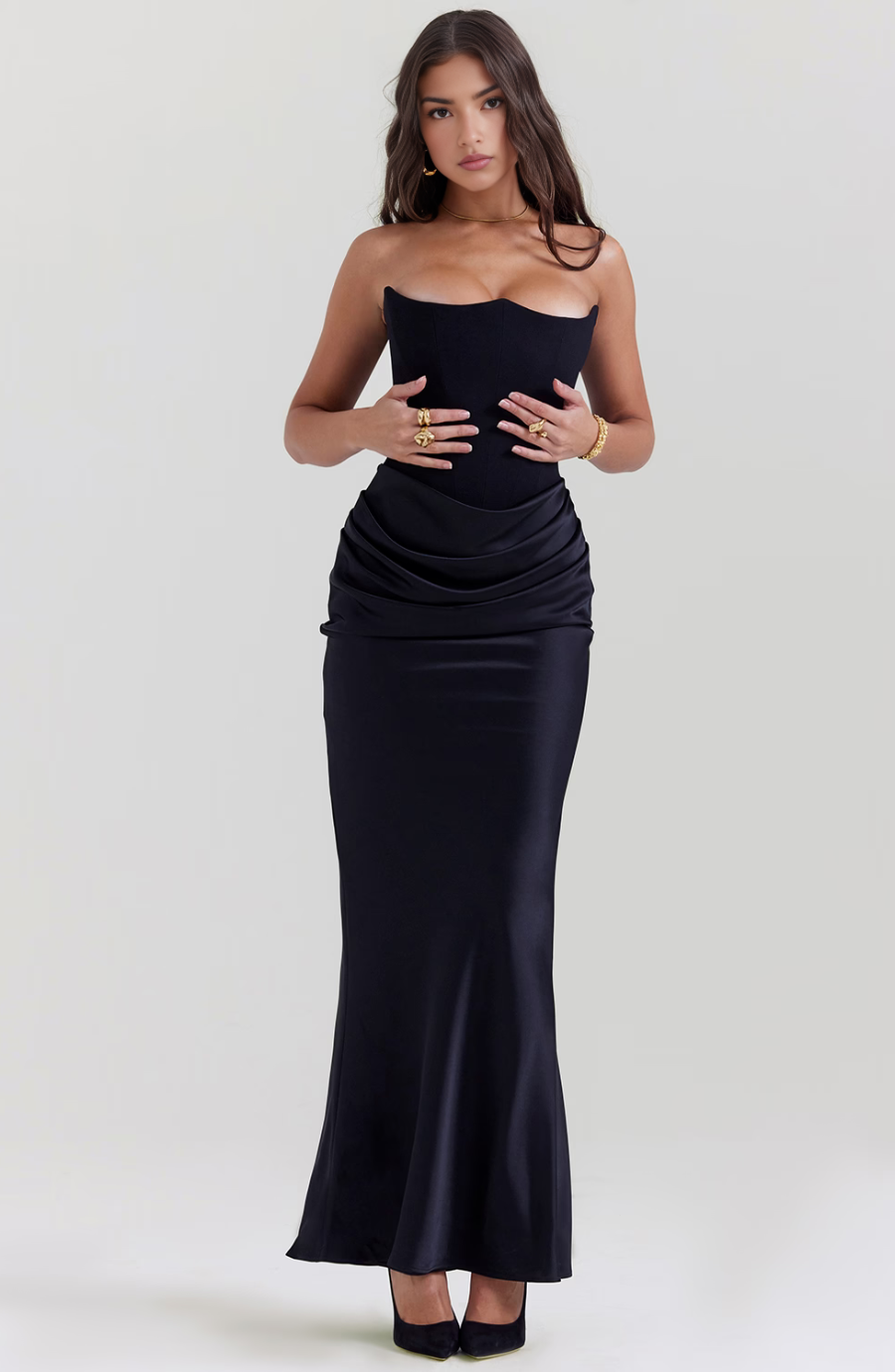 Sybil | Elegant Strapless Corset Maxi Dress