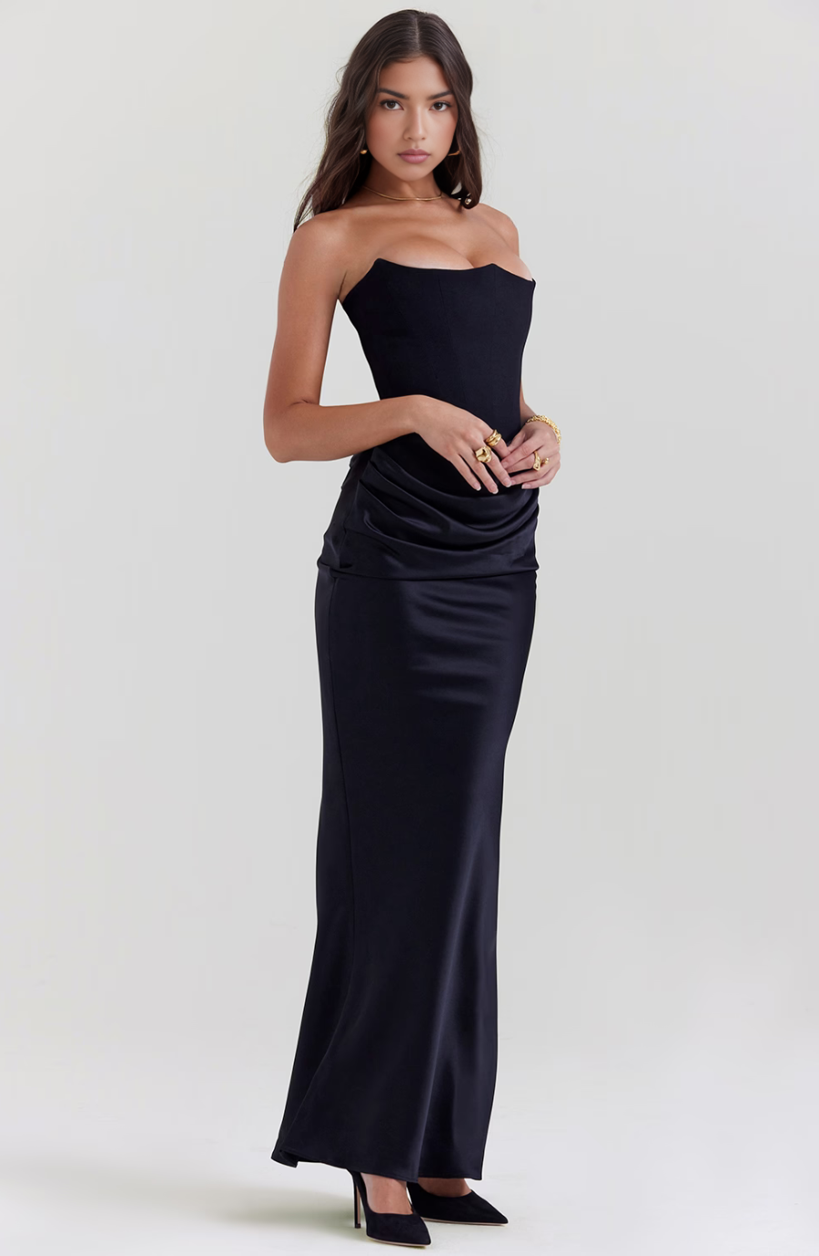 Sybil | Elegant Strapless Corset Maxi Dress