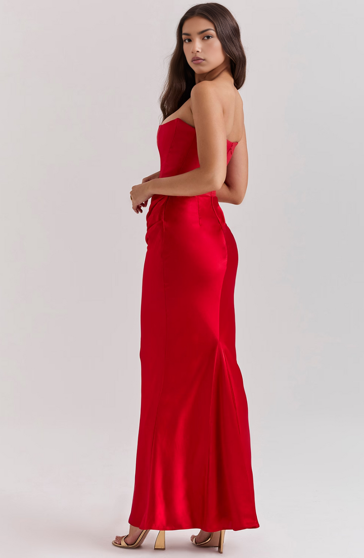 Juliet | Elegant Strapless Satin Maxi Dress