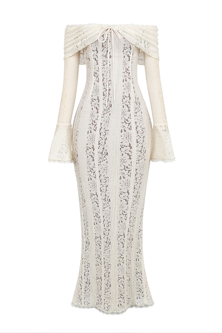 Amelia | Elegant Off-Shoulder Lace Maternity Maxi Gown