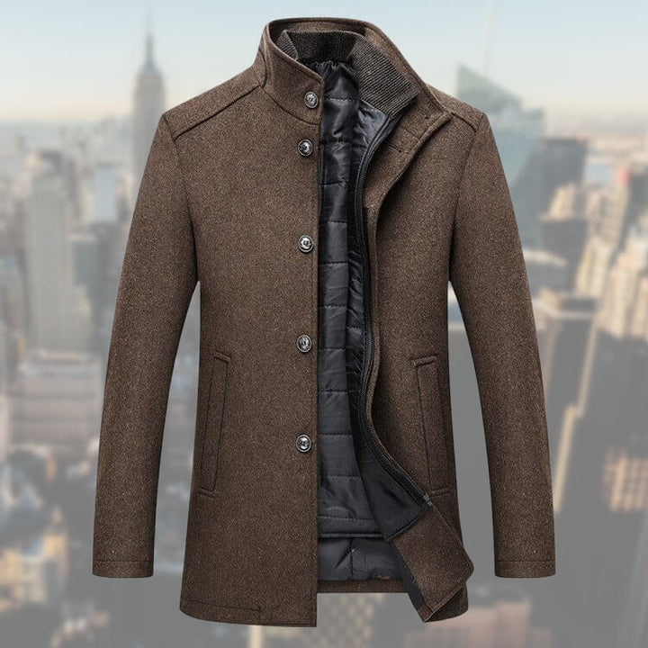 Theodore | Elegant Men's Wool Winter Coat With Button Closure