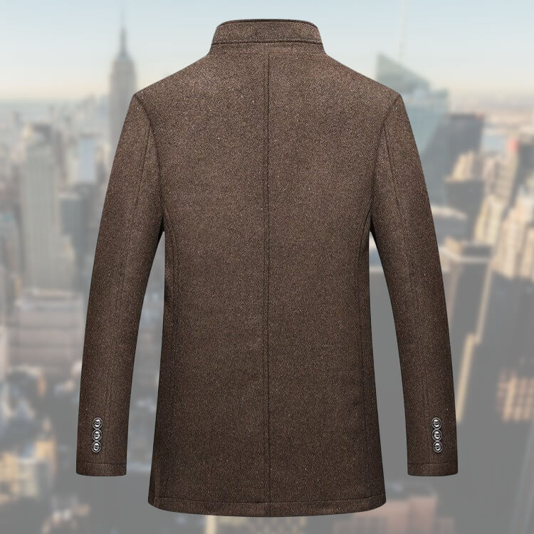Amelia | Elegant Button-Up Brown Wool Overcoat Men's Winter