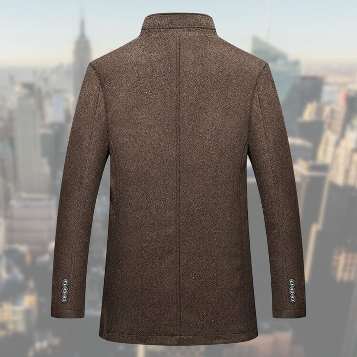 Amelia | Elegant Button-Up Brown Wool Overcoat Men's Winter