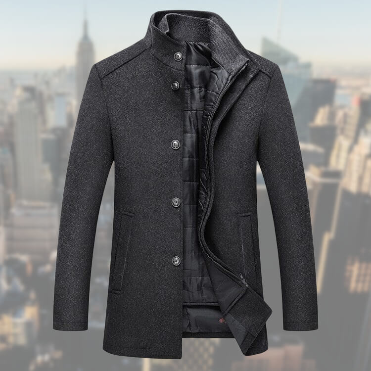 Theodore | Elegant Men's Wool Winter Coat With Button Closure
