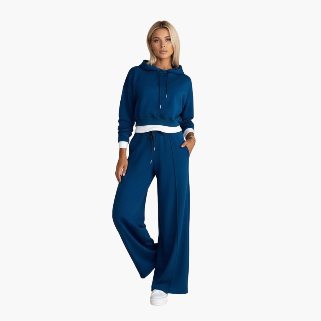 Sienna | Chic Cropped Hoodie Wide Leg Tracksuit Set