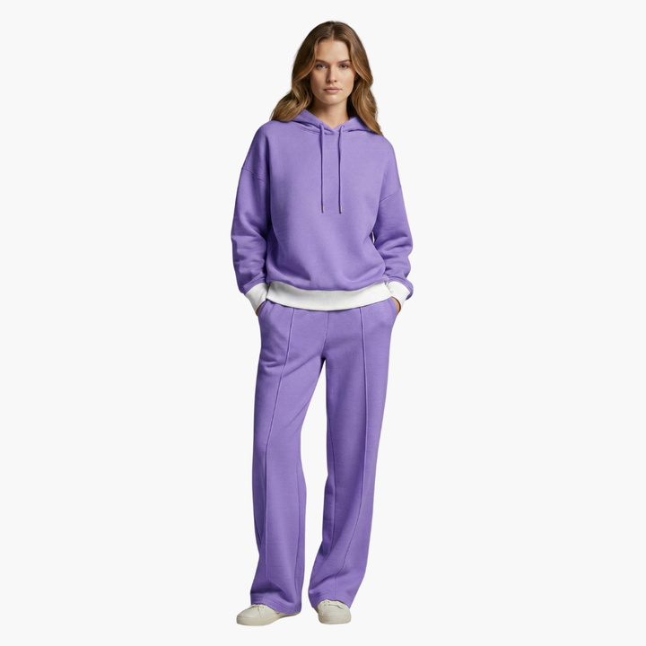 Phoebe | Stylish Two Piece Hooded Set With Wide Leg Pants
