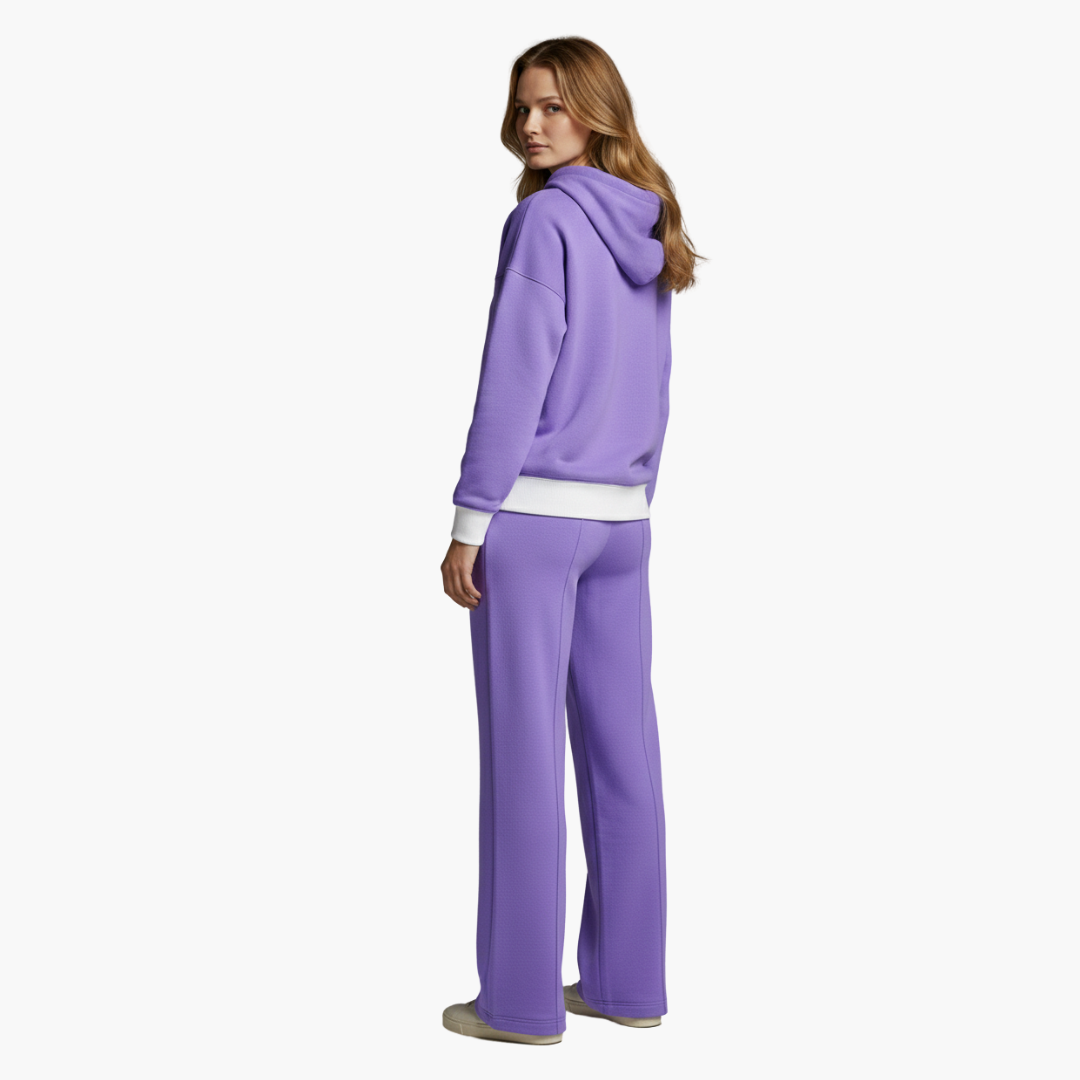 Phoebe | Stylish Two Piece Hooded Set With Wide Leg Pants