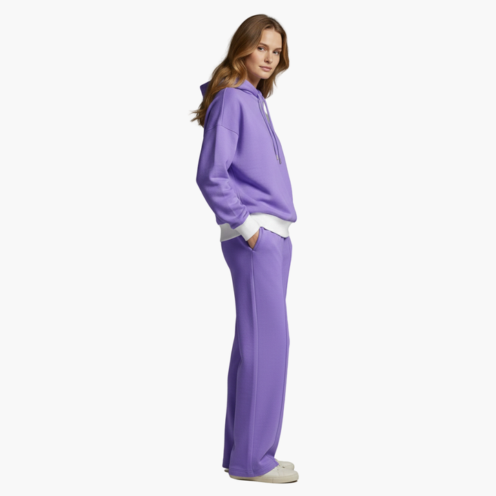 Phoebe | Stylish Two Piece Hooded Set With Wide Leg Pants
