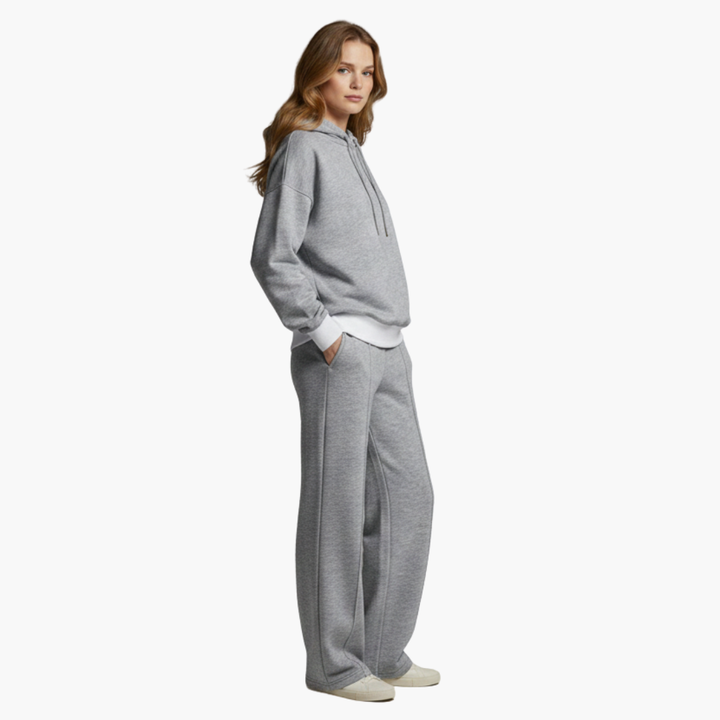 Phoebe | Stylish Two Piece Hooded Set With Wide Leg Pants
