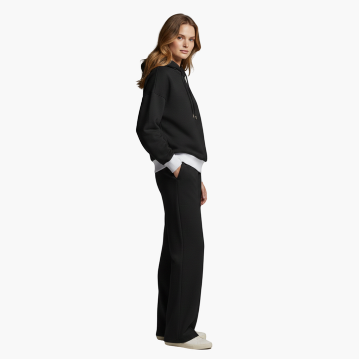 Phoebe | Stylish Two Piece Hooded Set With Wide Leg Pants