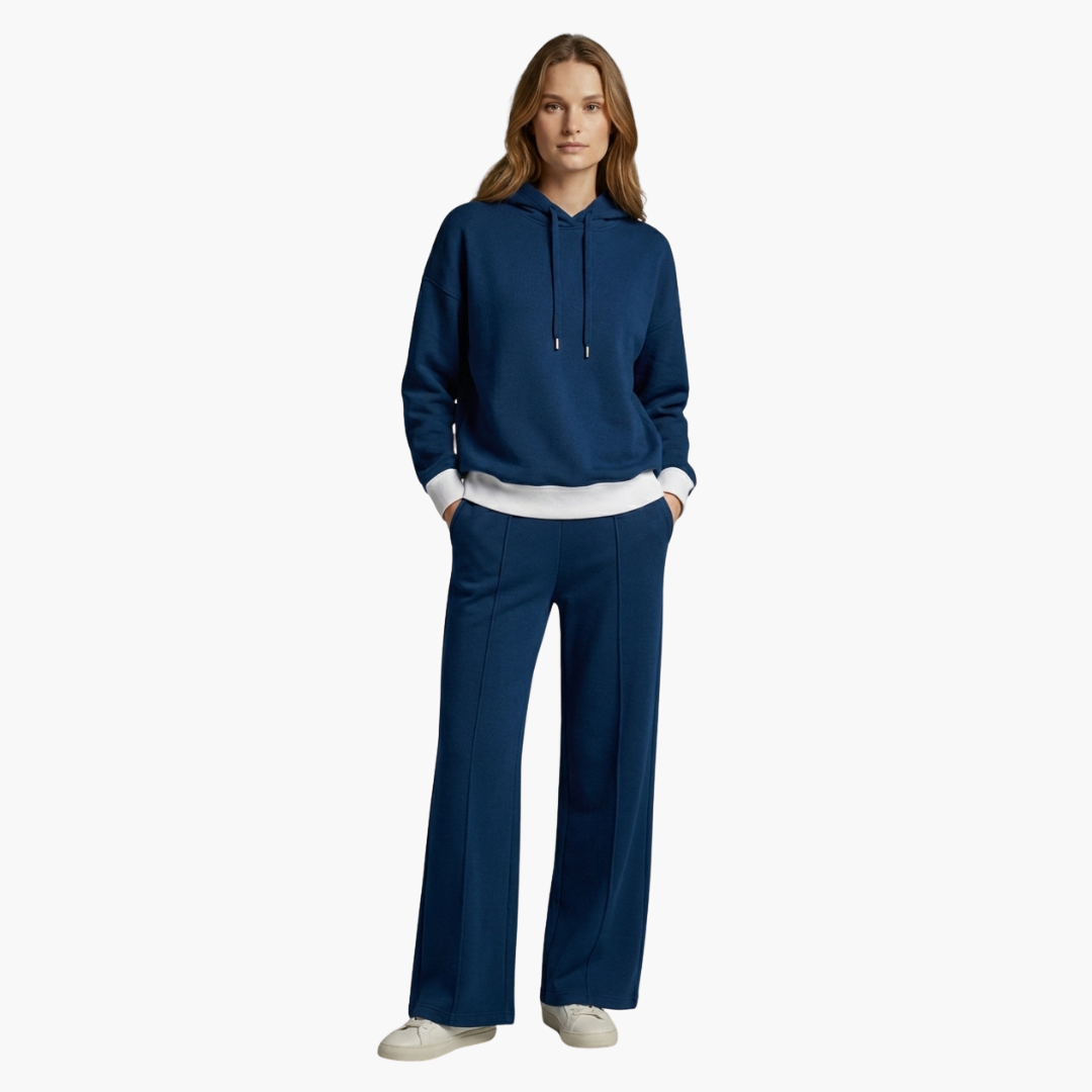 Phoebe | Stylish Two Piece Hooded Set With Wide Leg Pants