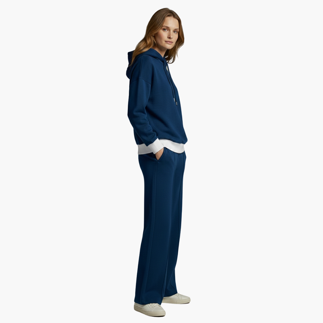 Phoebe | Stylish Two Piece Hooded Set With Wide Leg Pants