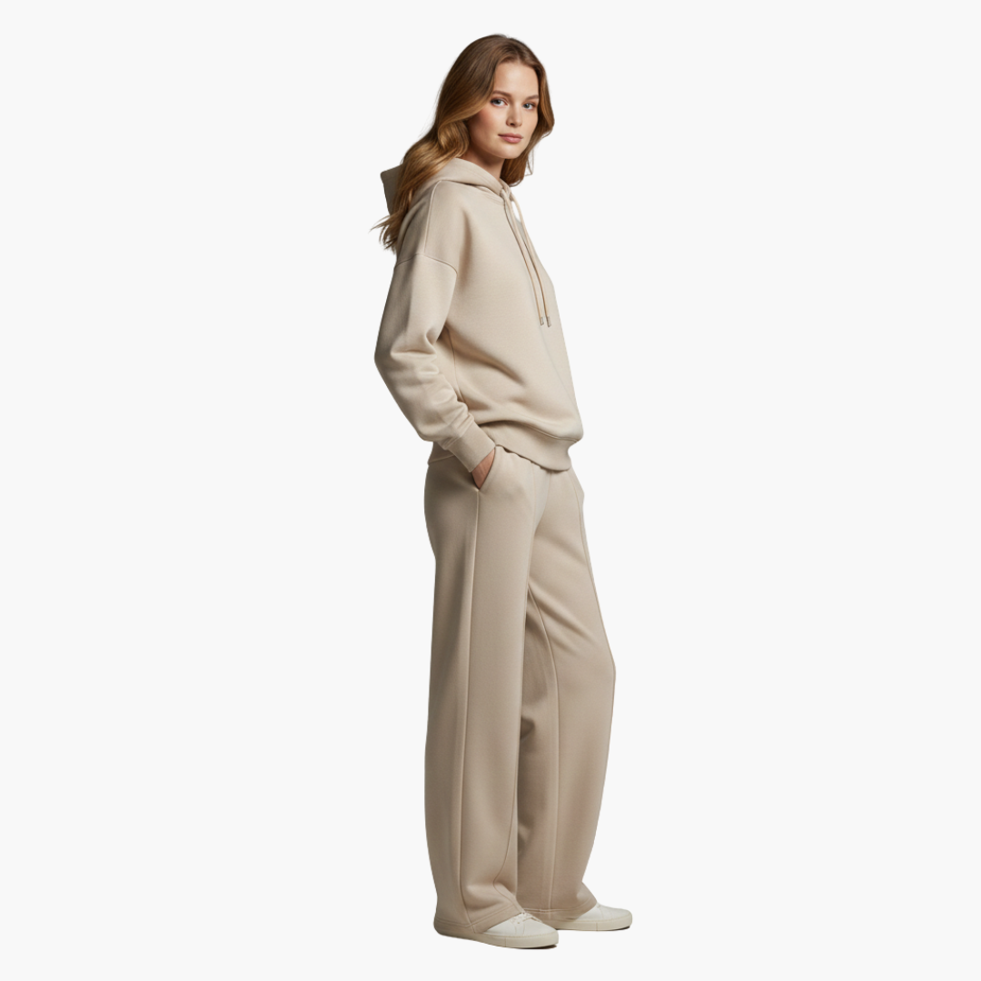 Phoebe | Stylish Two Piece Hooded Set With Wide Leg Pants