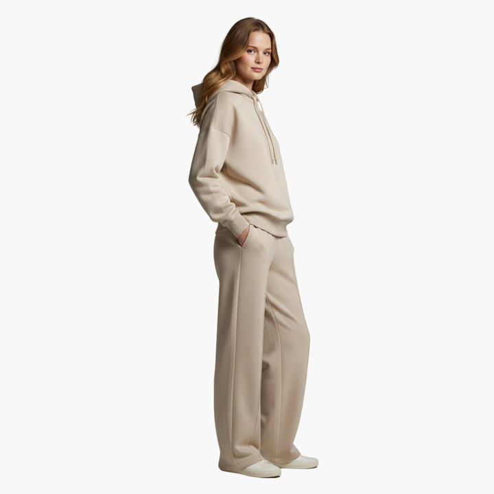 Phoebe | Stylish Two Piece Hooded Set With Wide Leg Pants