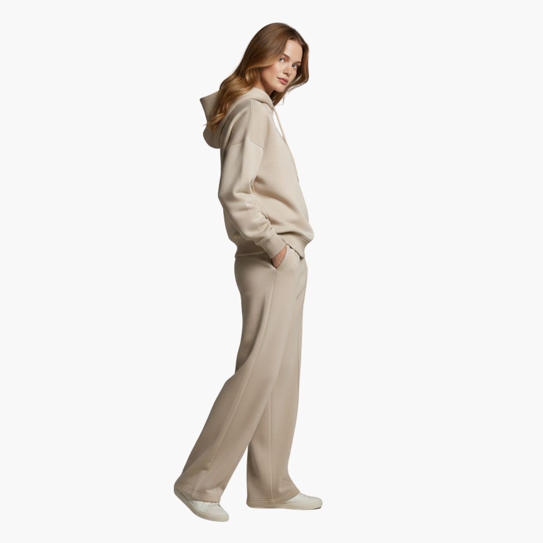 Phoebe | Stylish Two Piece Hooded Set With Wide Leg Pants