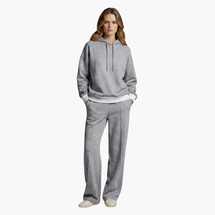 Phoebe | Stylish Two Piece Hooded Set With Wide Leg Pants