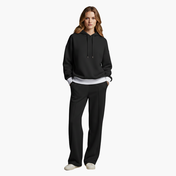 Phoebe | Stylish Two Piece Hooded Set With Wide Leg Pants