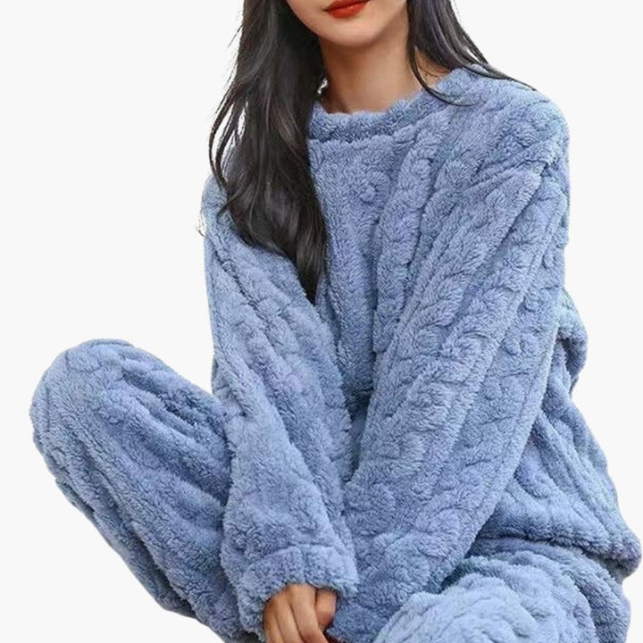 Elyse | Cozy Fleece Pajama Set With Round Neckline Long Sleeves