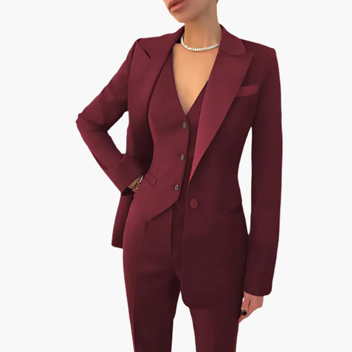 Arabella | Elegant Three Piece V-Neck Blazer Suit Set