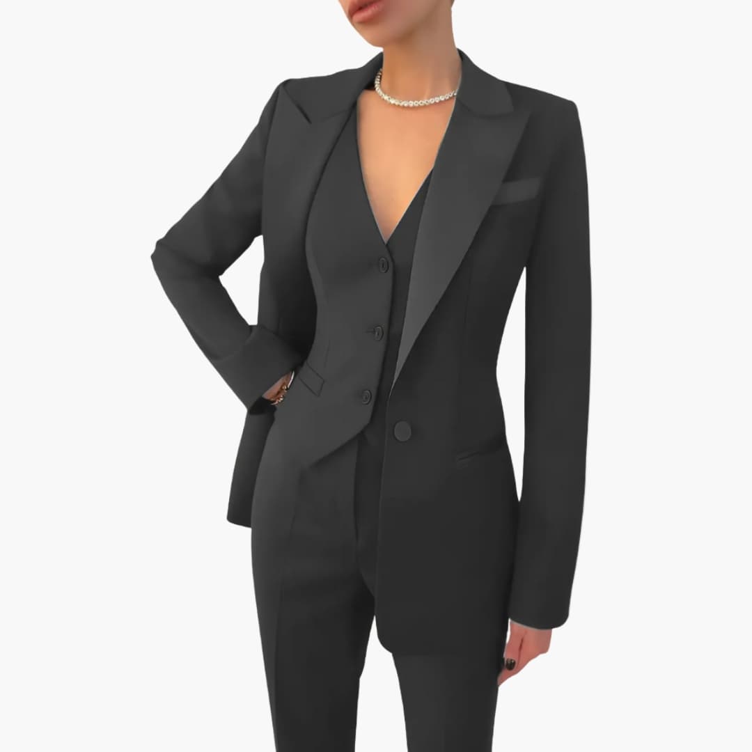 Kira | Sleek Three-Piece Business Suit With Blazer And Straight Pants