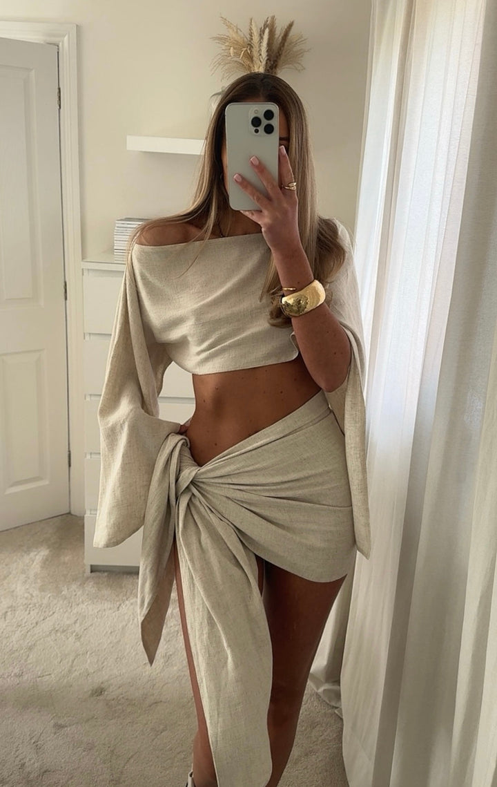 Sybil | Chic Wrap Crop Top And Mini Skirt Set