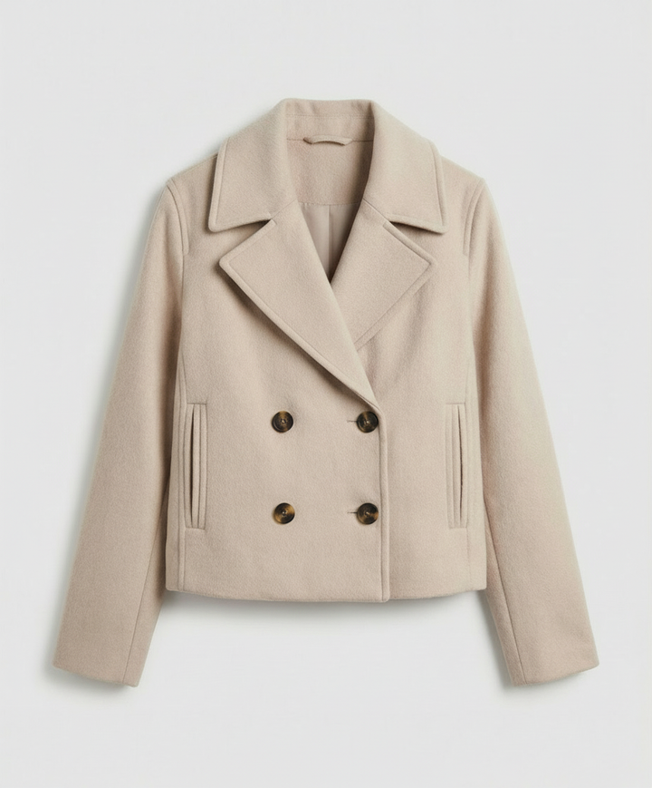 Raven | Chic Double Breasted Cropped Jacket With Lapels