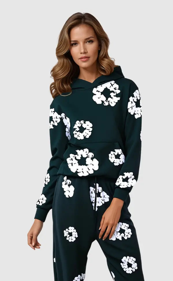 Brielle | Elegant Floral Tracksuit Set - Hooded Athleisure