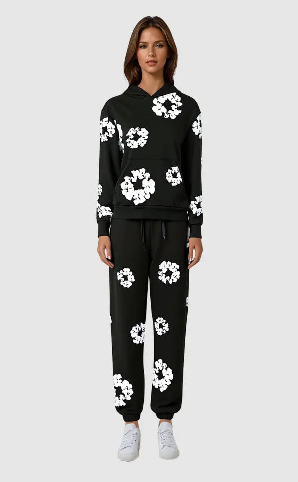 Brielle | Elegant Floral Tracksuit Set - Hooded Athleisure