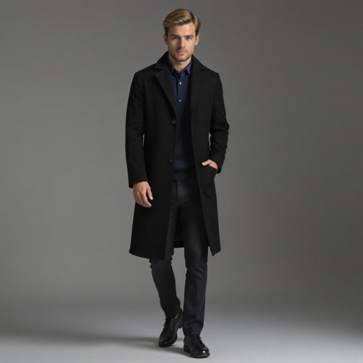 Eleanore | Elegant Men's Grey Slim Fit Wool Overcoat