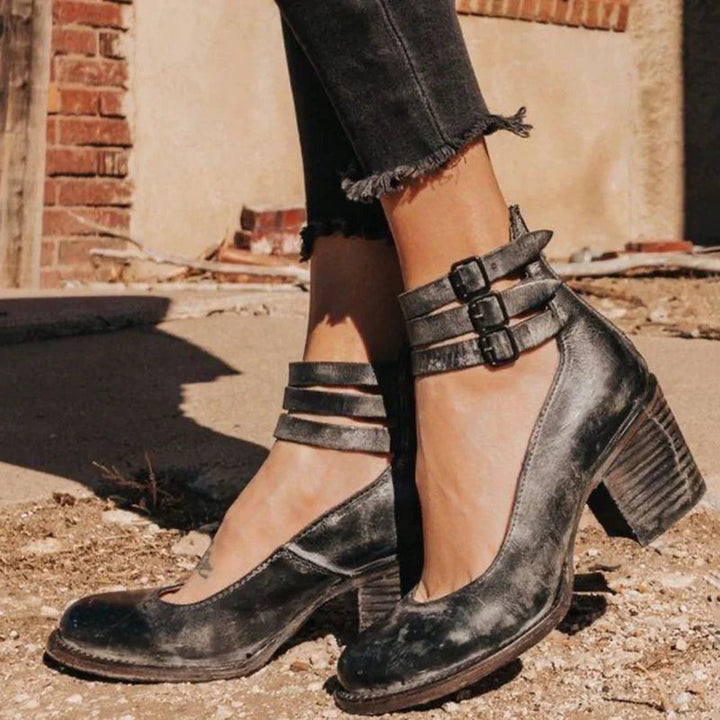 Tessa | Stylish Tan Leather Block Heel Ankle Boots