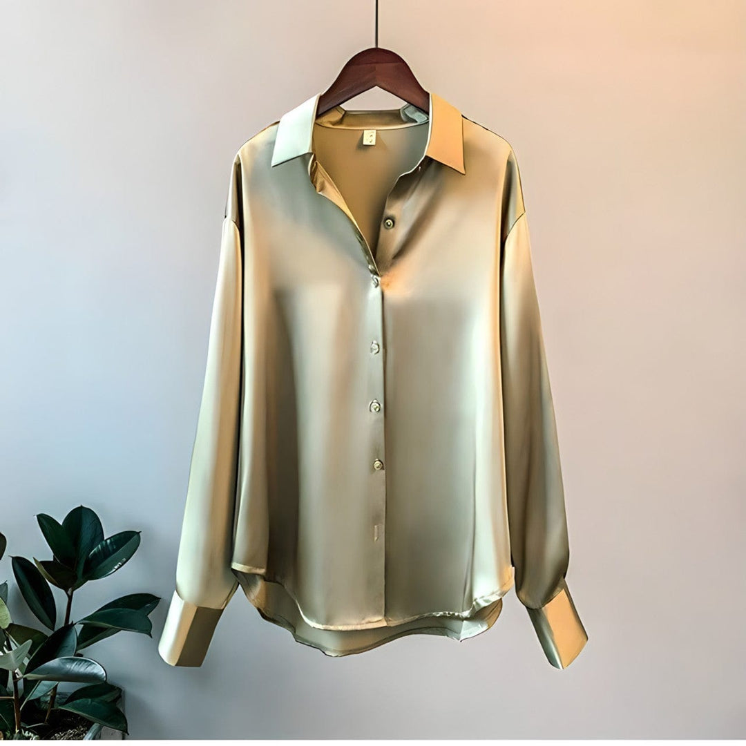 Harper | Elegant Satin Button-Up Blouse With Long Sleeves