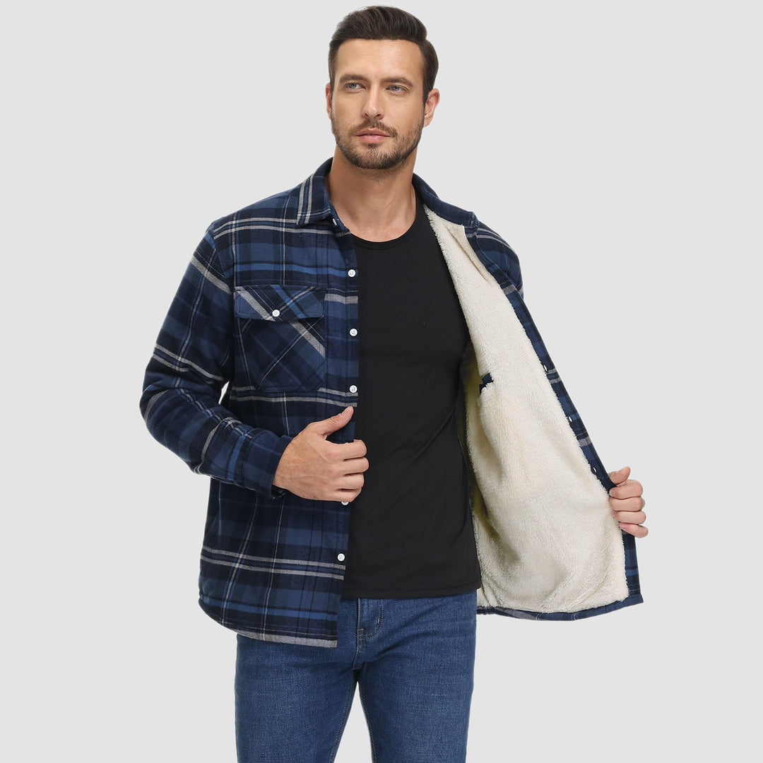 Diana | Stylish Sherpa-Lined Flannel Shirt Jacket With Button-Up