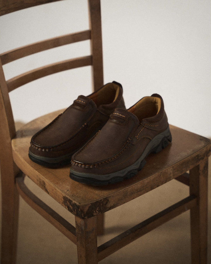 Kai | Sleek Brown Leather Slip-On Loafers For Men