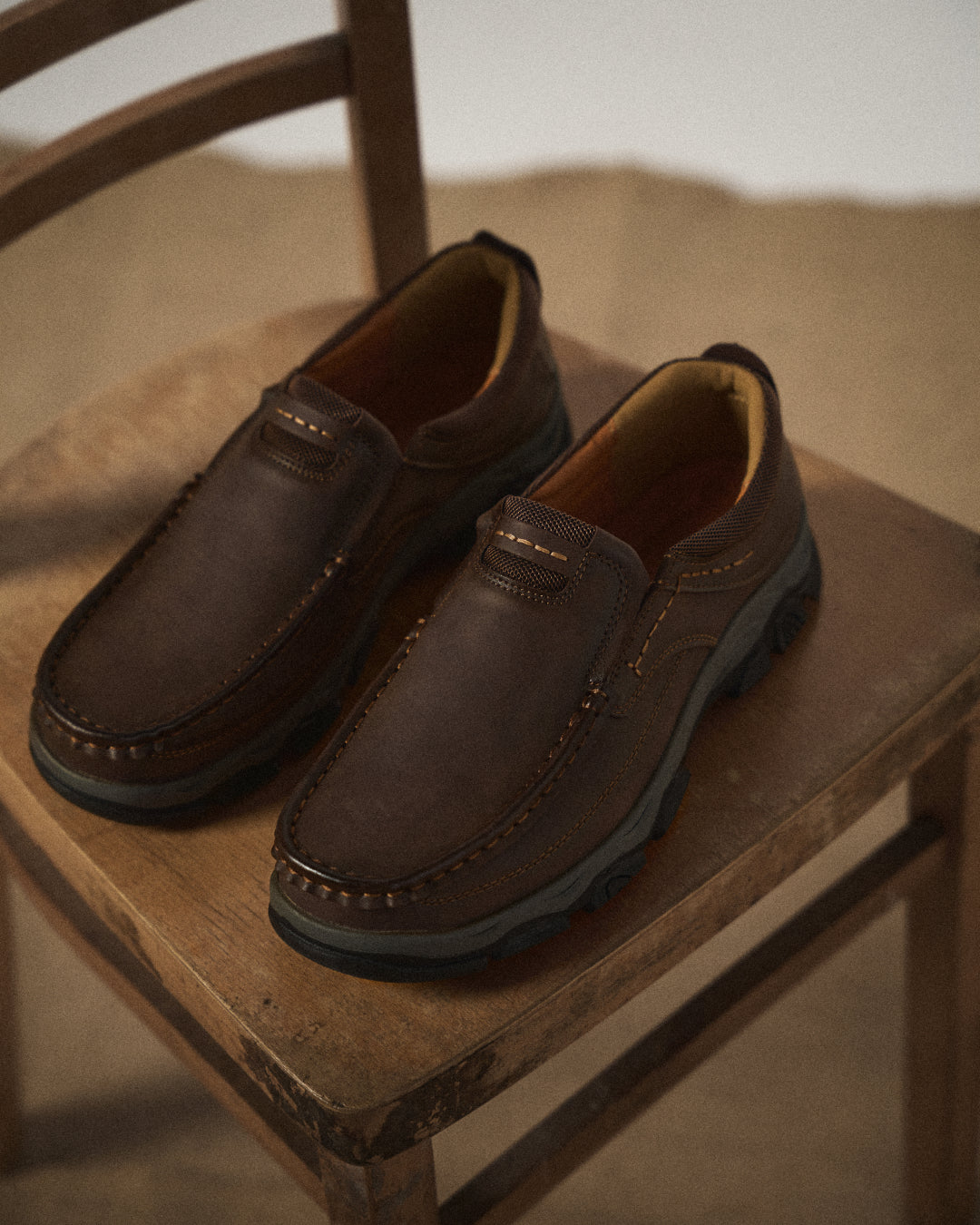Kai | Sleek Brown Leather Slip-On Loafers For Men