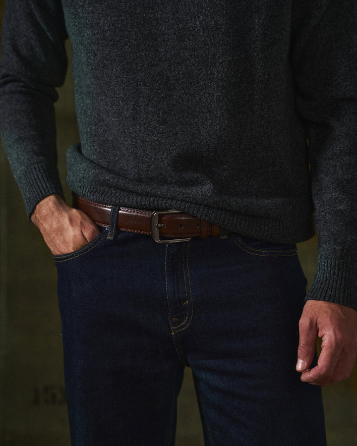 Zoe | Sleek Brown Leather Belt With Polished Buckle