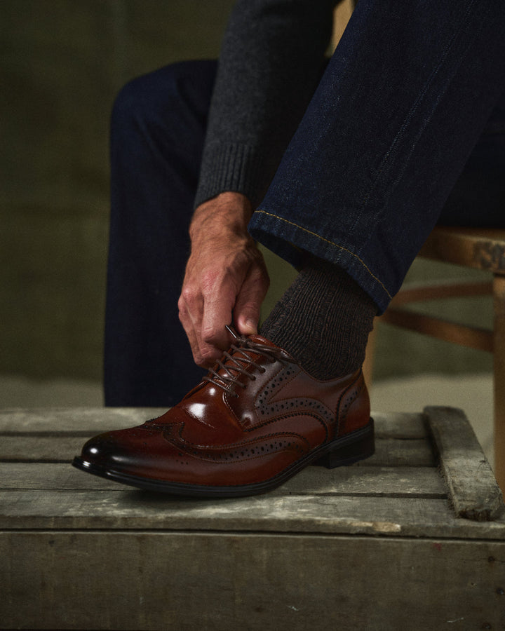 Pembroke | Elegant Brown Leather Wingtip Oxford Dress Shoes