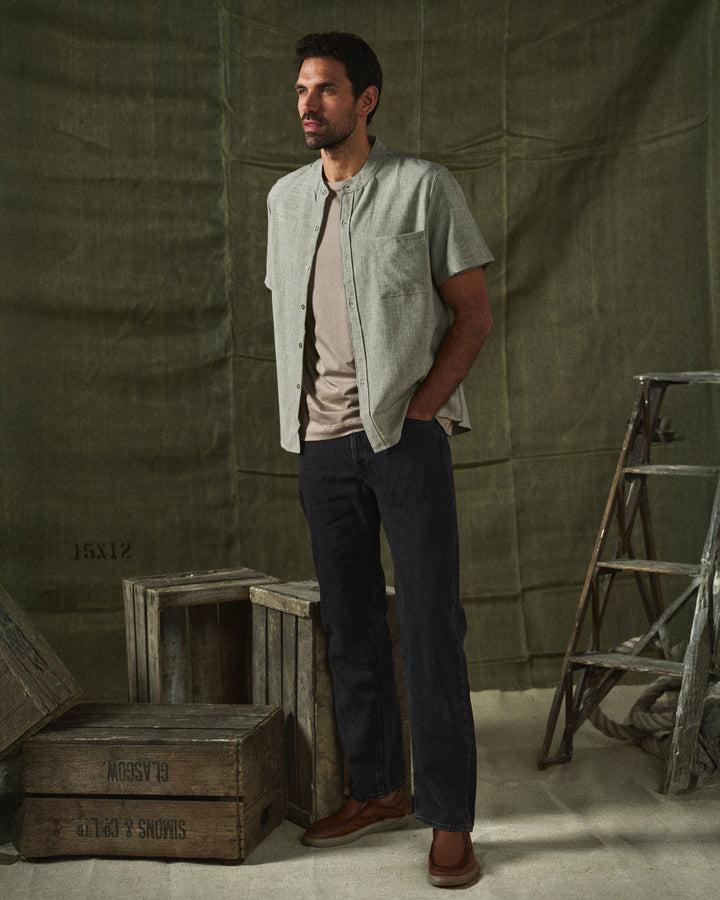 Tobias | Stylish Cotton-Linen Short Sleeve Mandarin Collar Shirt