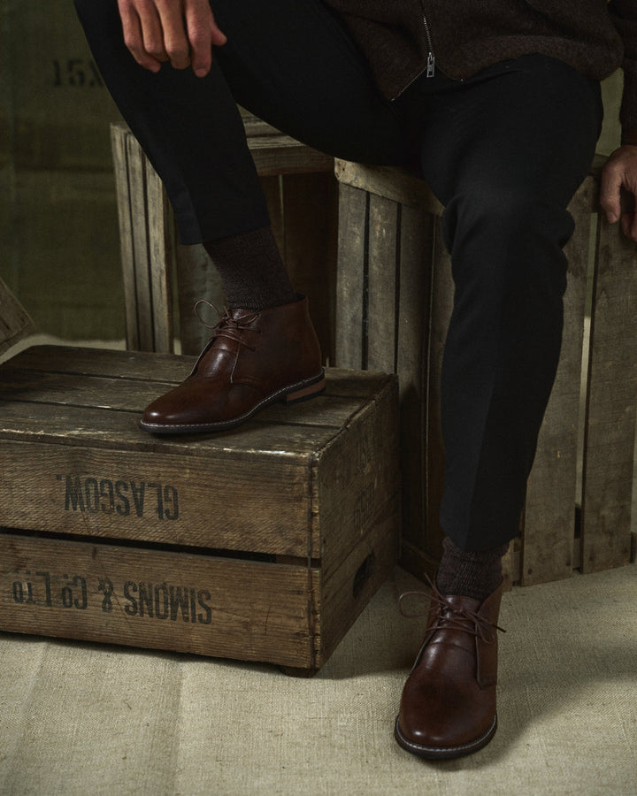 Clayton | Elegant Brown Leather Chukka Desert Boots For Men