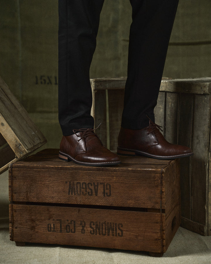 Clayton | Elegant Brown Leather Chukka Desert Boots For Men