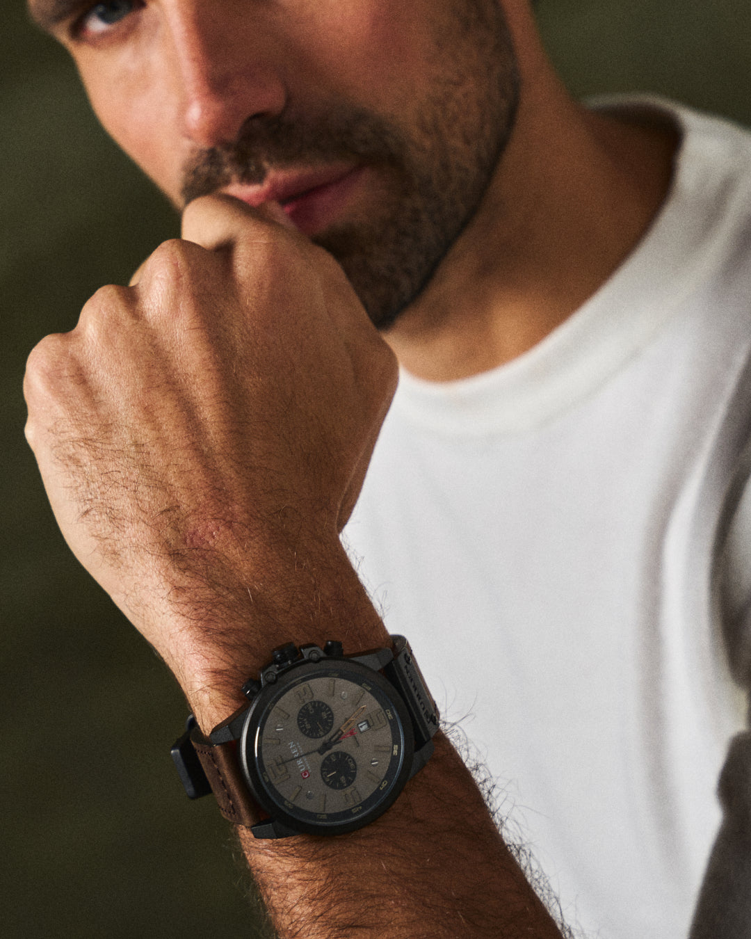 Hudson | Sleek Chronograph Men's Watch With Brown Leather Strap