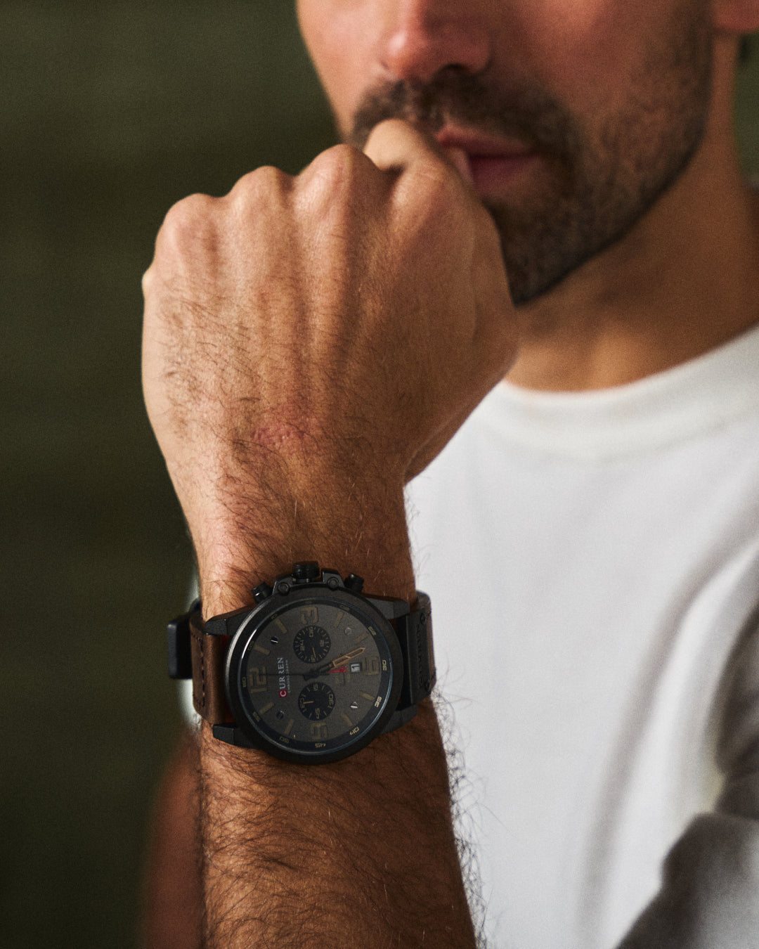 Hudson | Sleek Chronograph Men's Watch With Brown Leather Strap