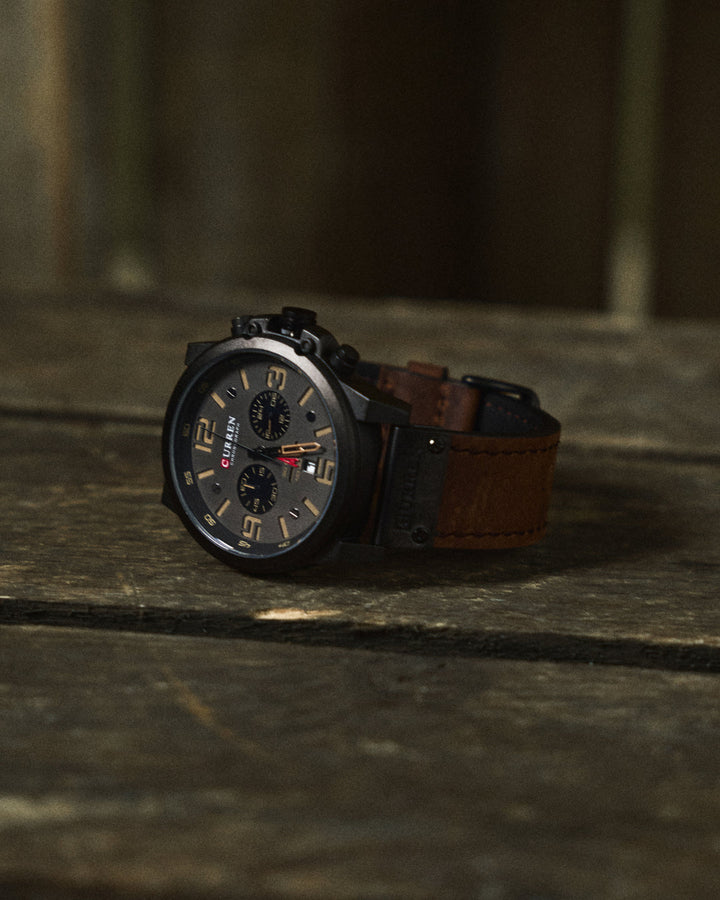 Hudson | Sleek Chronograph Men's Watch With Brown Leather Strap