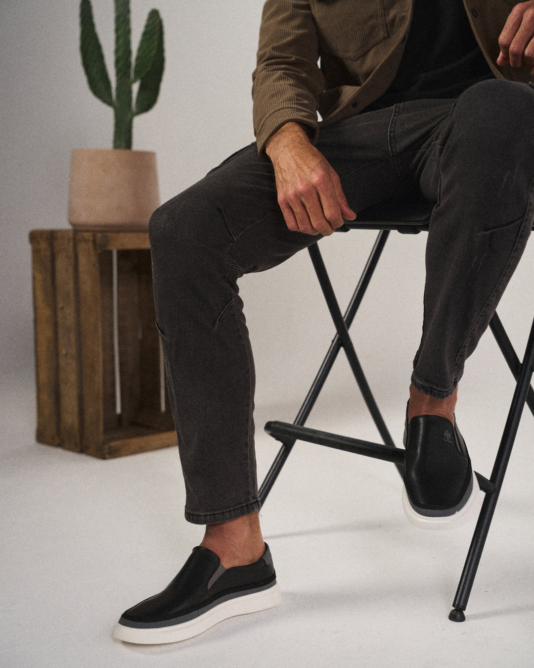 Ethan | Sleek Black Leather Slip-On Loafers For Men