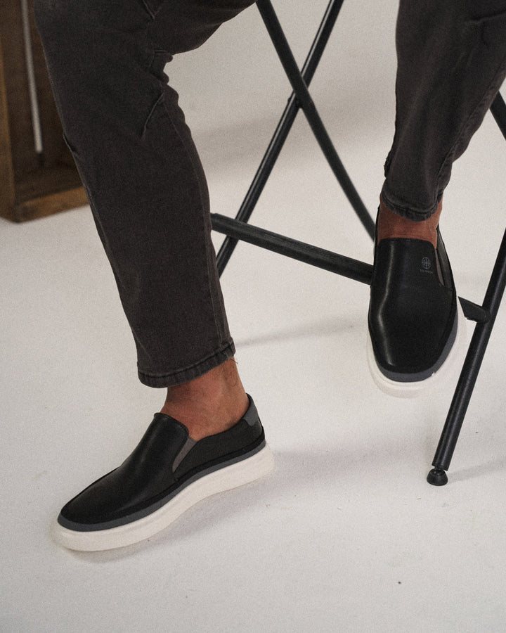 Ethan | Sleek Black Leather Slip-On Loafers For Men