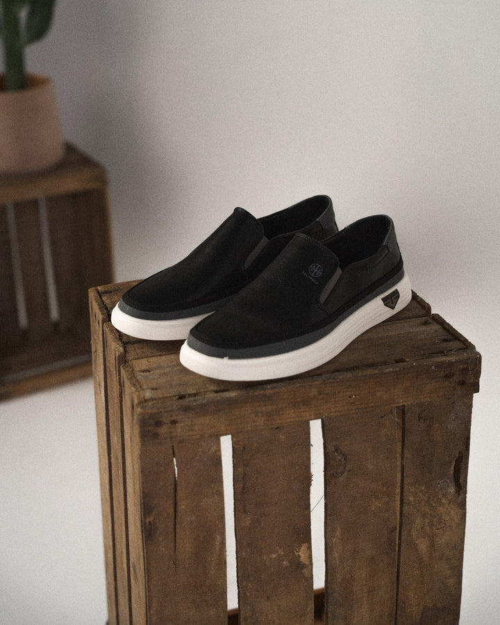 Ethan | Sleek Black Leather Slip-On Loafers For Men