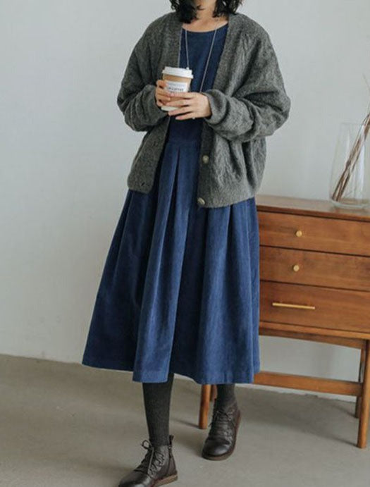 Rosalie | Elegant Brown Velvet A-Line Midi Dress Long Sleeve