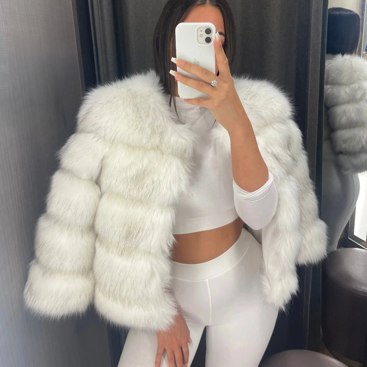 Kiara | Luxurious Cropped Faux Fur Jacket - Elegant Winter Style