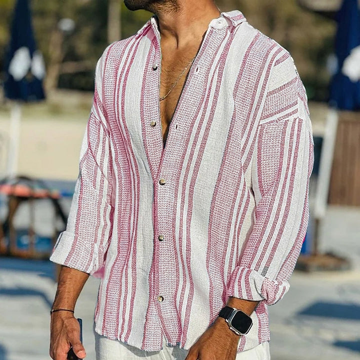 Phoebe | Stylish Men's Striped Linen Long Sleeve Shirt